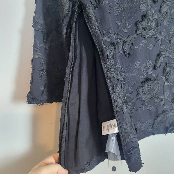 Talbots Womens Floral Embroidered Top Black Size 12 Dark Romantic Fairy Feminine - Picture 4 of 8